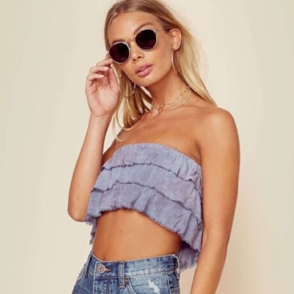 NWT BLUE LIFE PLANET BLUE LOLA RUFFLE TOP